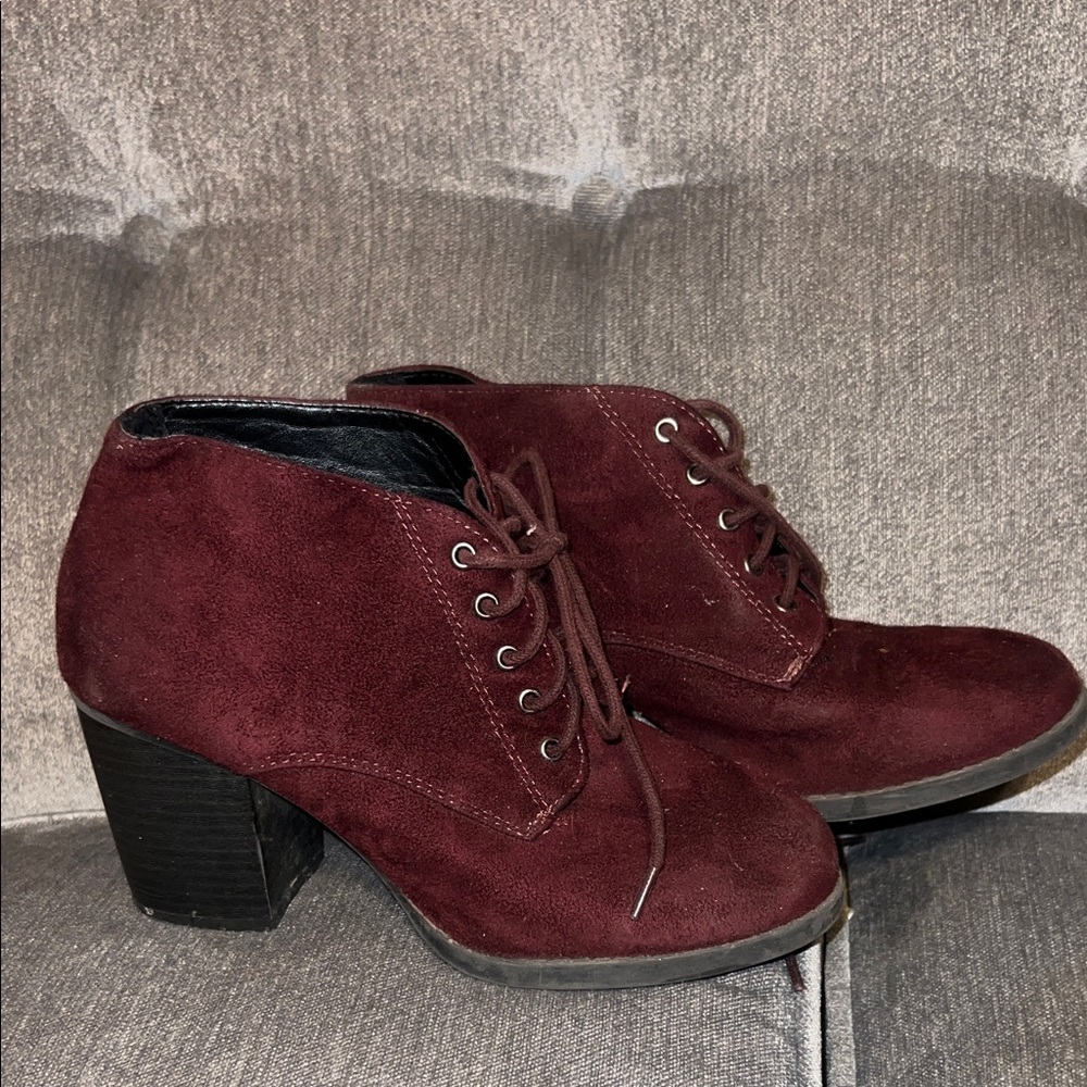 Women's Burgundy Suede Ankle Boots